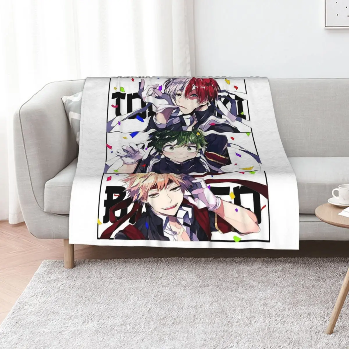 

heros deku todoroki bakugo Throw Blanket Plush Fuzzy Cozy Blanket for Couch Sofa