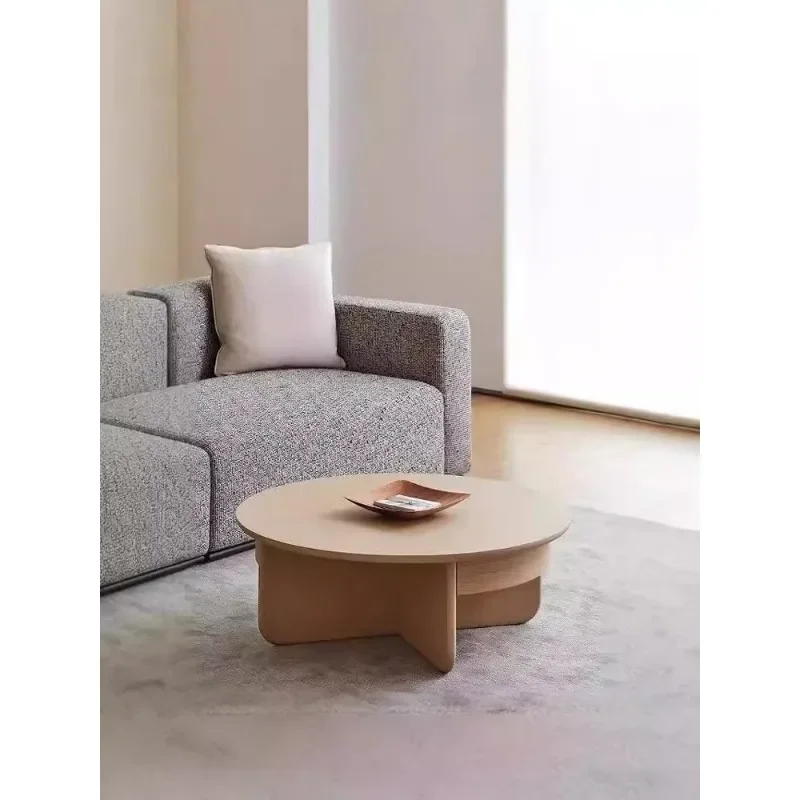 Japanese round coffee table living room Nordic side table white oak log color Italian minimalist combination small apartment