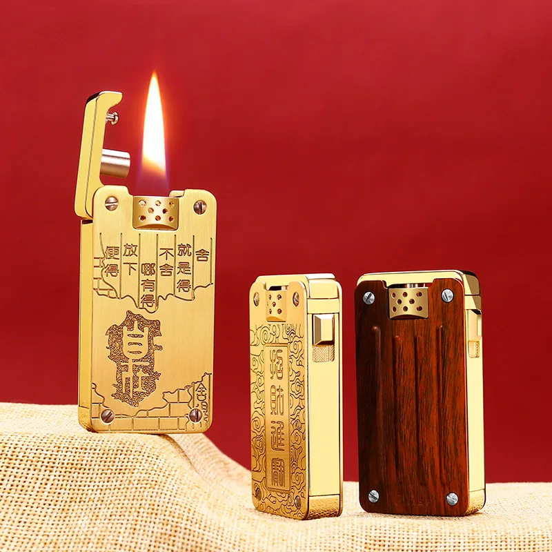 CHIEF CF238 Original Copper Catapult Kerosene Lighter Double-sided Engraving Brass Open Flame High-end Lighter Men\'s Gift