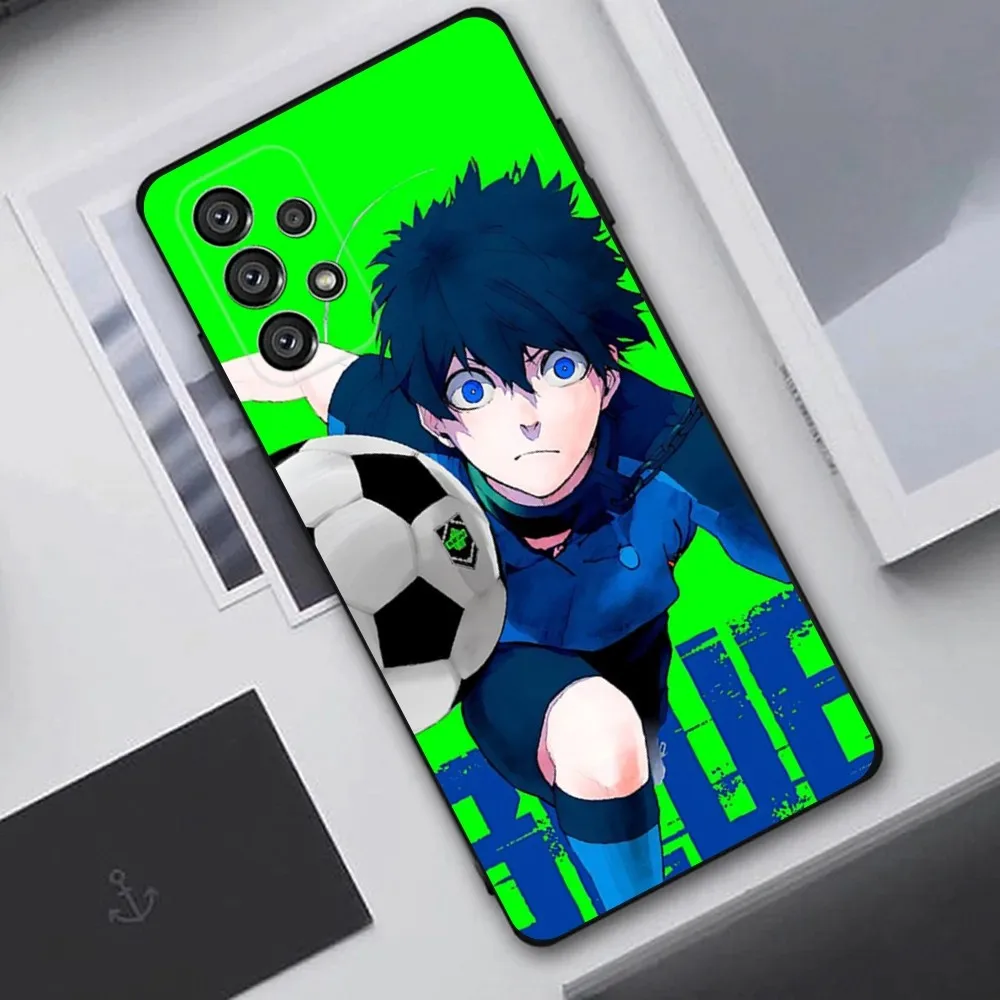 BLUE L-LOCK Anime Phone Case For Samsung Galaxy A20,A21s,A22,A31,A32,A52,A53,A72,73,A80,A91 Soft Black Cover