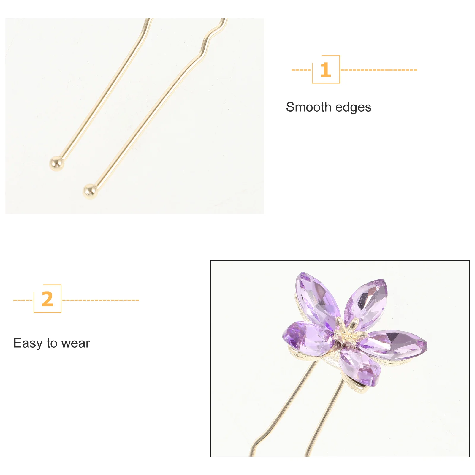 

4 Pcs Ancient Style Hairpin Set Rhinestone Decorated Wedding Hair Accessories for Women Bridal Bobby Pins Purple