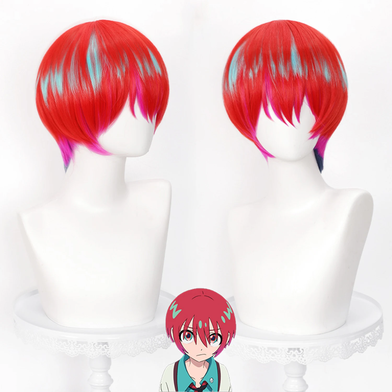 

Cosplay Wig Mobile Suit Gundam‌ Anime Wig Machu Short Straight Ombre Red Gradient Game Role-Play Simulation Scalp Synthetic Wig