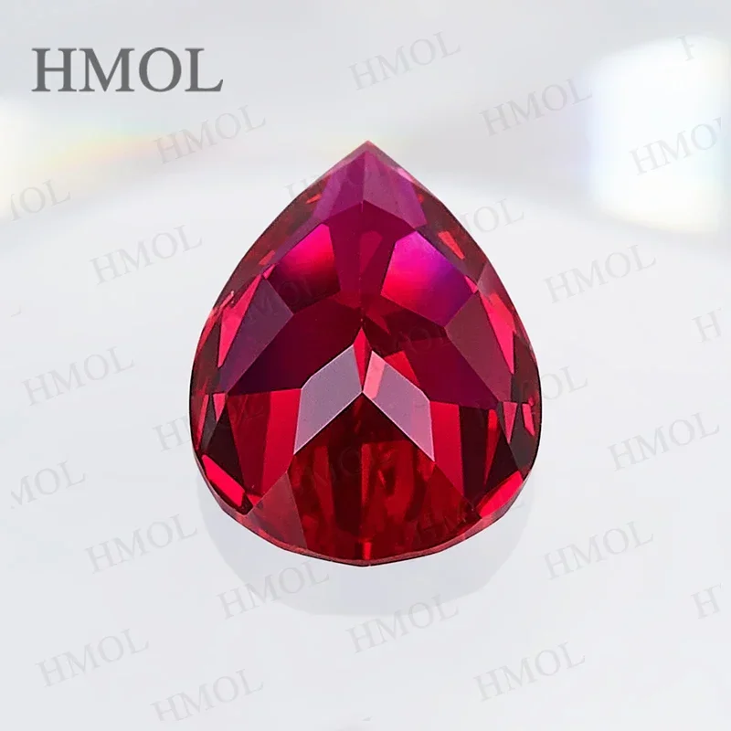 

Lab Grown Ruby Pear Shape Natural Red Color With AGL Certificate Multiple Sizes HMOL Loose Stone DIY Beads Wholesale Price Gems