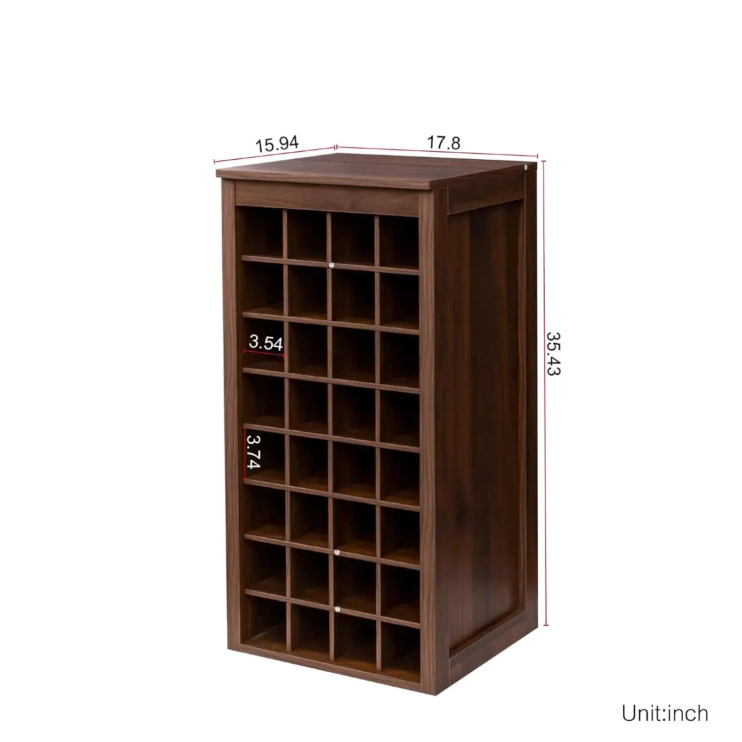 8-Tier Wood Wine Rack 32 Bottles Freestanding Stackable Modular Countertop Small Space Kitchen Bar, Customized