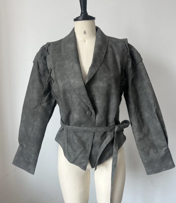 2025 New Autumn Winter Street PU Leather Loose Jacket Women Fashion Casual Solid Full Sleeve Stand Collar Coats Female Coat