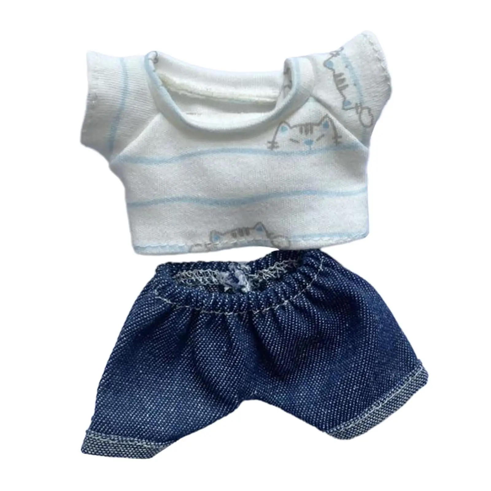 Stuffed Doll T Shirt e calças vestir-se para meninas, Costumes de coordenação fazer suas próprias bonecas, 6,69"