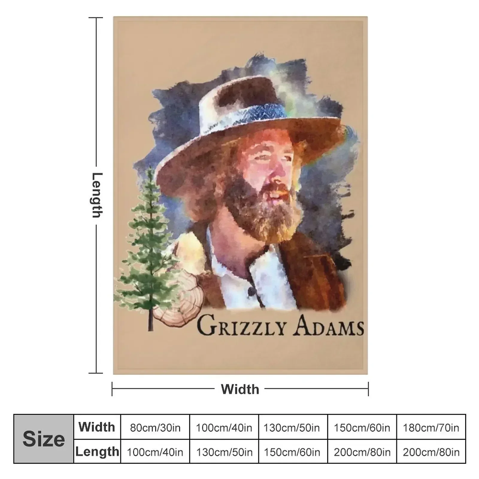 New Grizzly Adams Throw Blanket couch cozy soft plush fuzzy picnic outdoor blanket