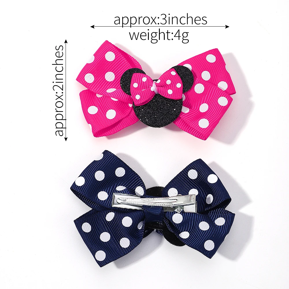 2pcs/Set Grils Lovely Polka Dot Bow Hair Clips for Hair Toddler Cartoon Hairpins Baby Boutique Hair Accessories