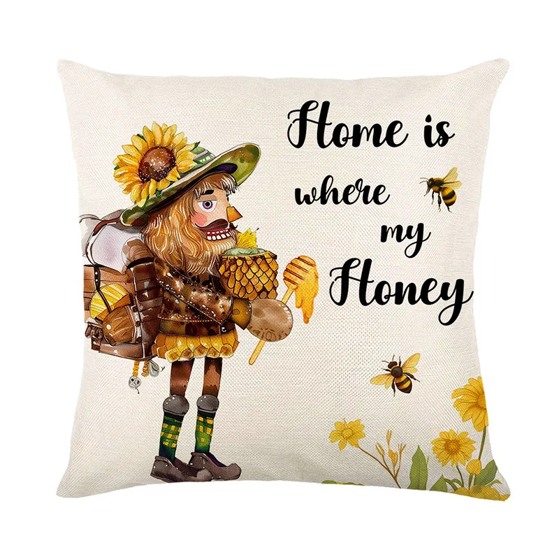 Modern Bee Flower Pillow Sofa Cushion Pillowcase Office Cushion Afternoon Nap Pillow Home Decor