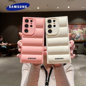 Casing Ponsel Jaket Bulu Puffer Gelombang Samsung S25 S24 S23 S22 Ultra S21 Plus S20 Note 20 A72 A54 Penutup Lembut Tahan Guncangan Warna Solid 12 penjualan terbaik lego gelombang besar - №