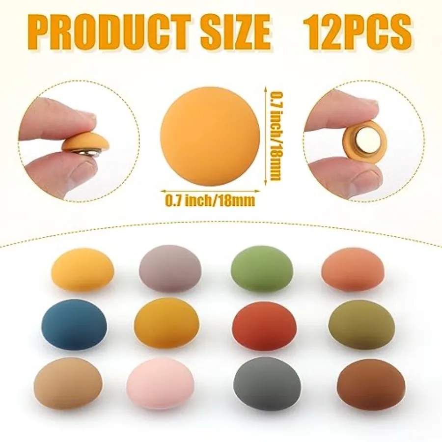12pcs Modern tive Mult Round Fridge Magnets Strong Magnetic Push Pins 0.7 ih 18mm 12 Count