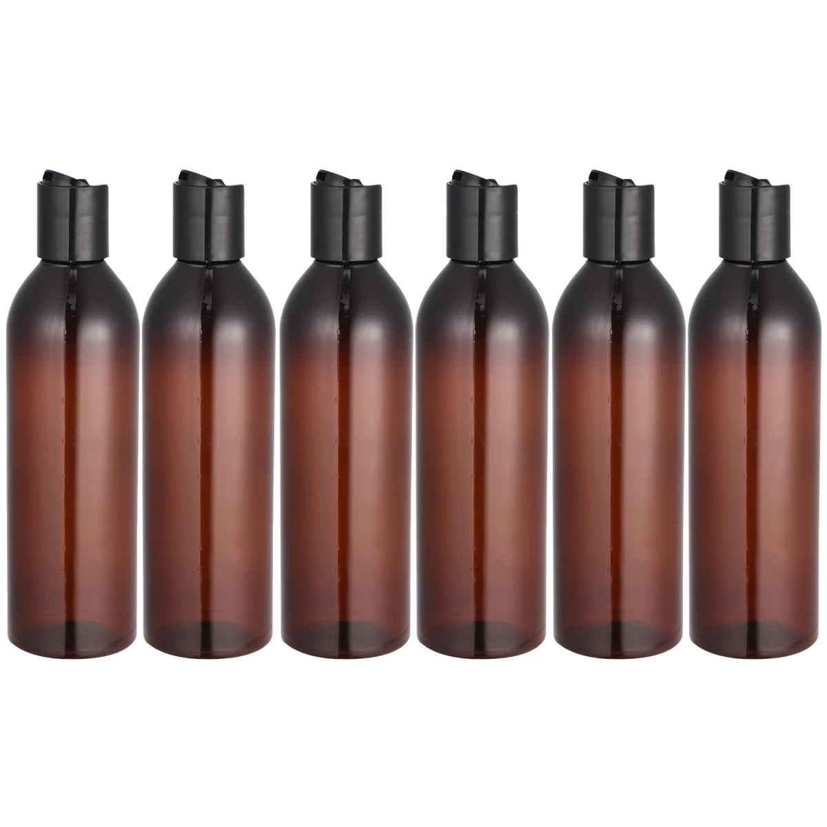 

6Pcs Travel Portable Bottles Press Lid Brown Bottle Black Lid Refillable for Lotion Shampoo Container Leakproof
