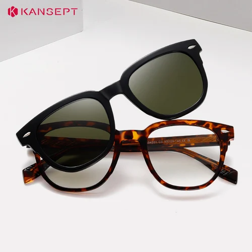 Imagen 2 del producto KANSEPT-gafas progresivas para hombre, anteojos cuadrados magnéticos con Clip para lectura, gafas de sol para hombre y mujer, monturas de gafas