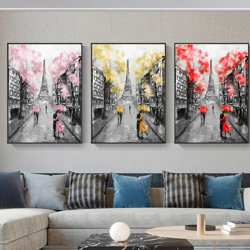 Abstract London Street Landscape Romantic Mural 3 Pieces Diy Diamond Painting Mosaic Rhinestone Full Diamond Embroidery