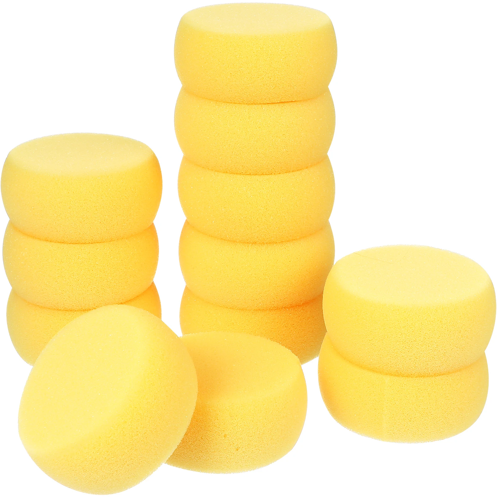 

12pcs Yellow Round Sponges Cake Shape Painting Crafts Clay Absorbent Easy Wash Clean Household Face Tiles Pot