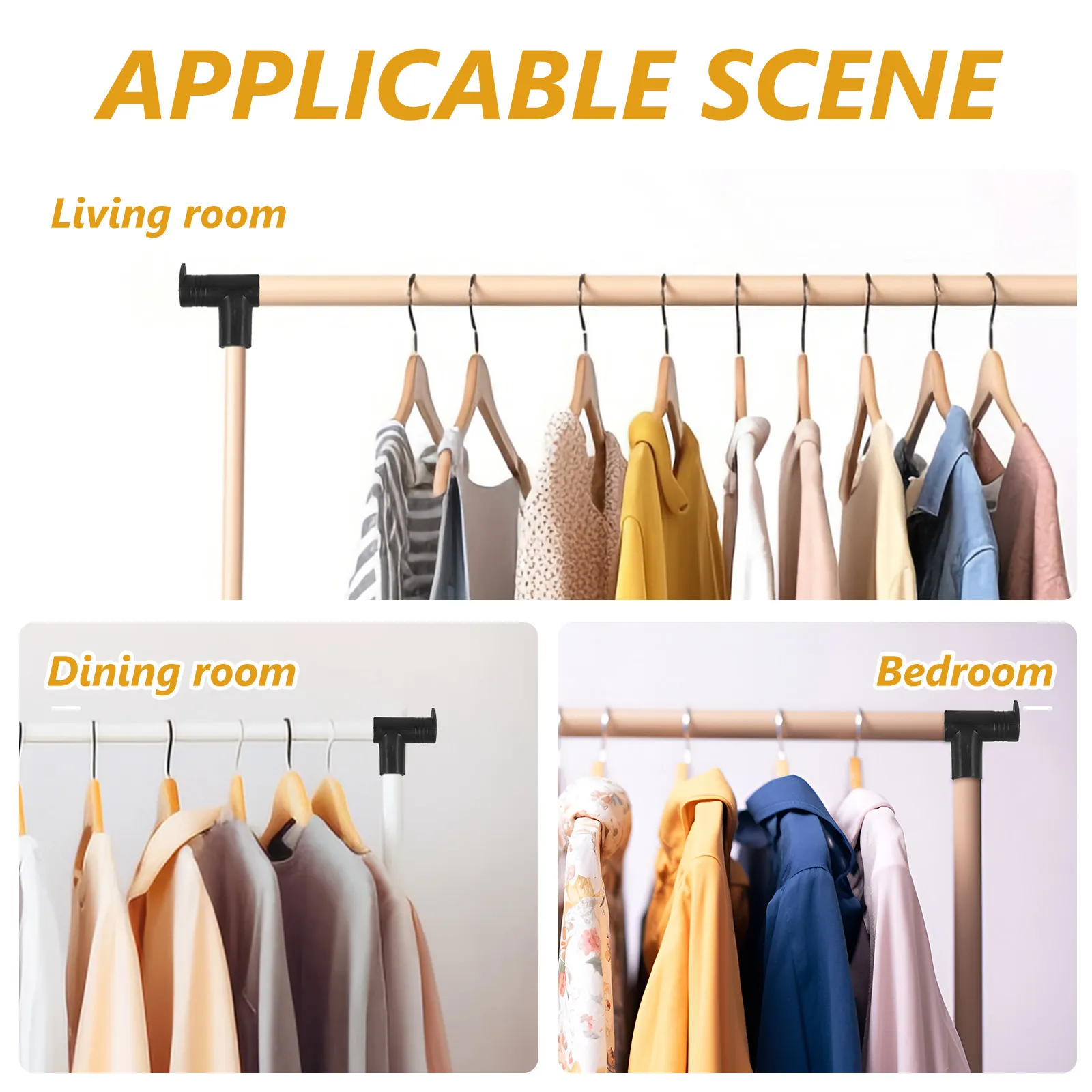 2Pcs Clothes Drying Rack Right Angle Connector Plastic Joints for Bedroom Living Room Clothes Rack Kit Home Decoration