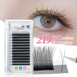 Yelix 2D Volume Lashes 0.10D 8-12mm MIX Single Y Eyelash Extensions Profesjonalne przedłużanie rzęs Lekkie, gotowe wentylatory