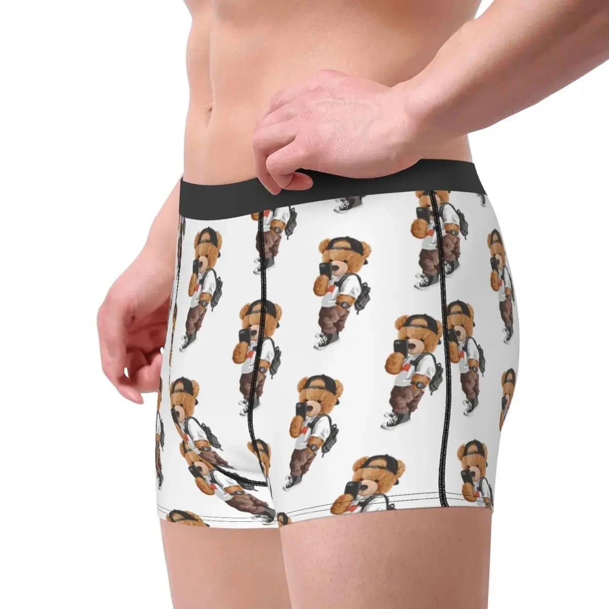 Men Bear Take A Picture Boxer Briefs Shorts Panties Soft Underwear Homme Humor Underpants