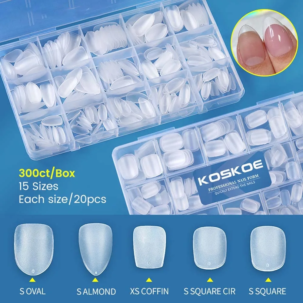 300pcs/box Short Square Shaped Matte Soft Gel Tips Droplet Shaped Solid Color Extension Soft Nails Wear-resistant Press on Nails