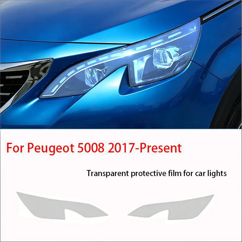 

For Peugeot 5008 2018-2021 TPU Transparent Smoked Black Headlight Protective Film Anti-Scratch Sticker Repair Cover