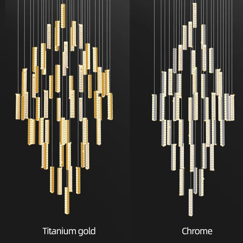 Imagem -03 - Crystal Pendant Chandelier For Living Room Chrome Gold Iluminação Lâmpada Led Acessórios de Cozinha Jantar Moderno Escada Aço Inoxidável