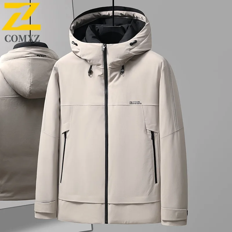

COMXZ Men Down Jacket Classic Solid Color Outdoor Skiing Windproof Coat Fashion Daily Style Lightweight Autumn Winter Garment