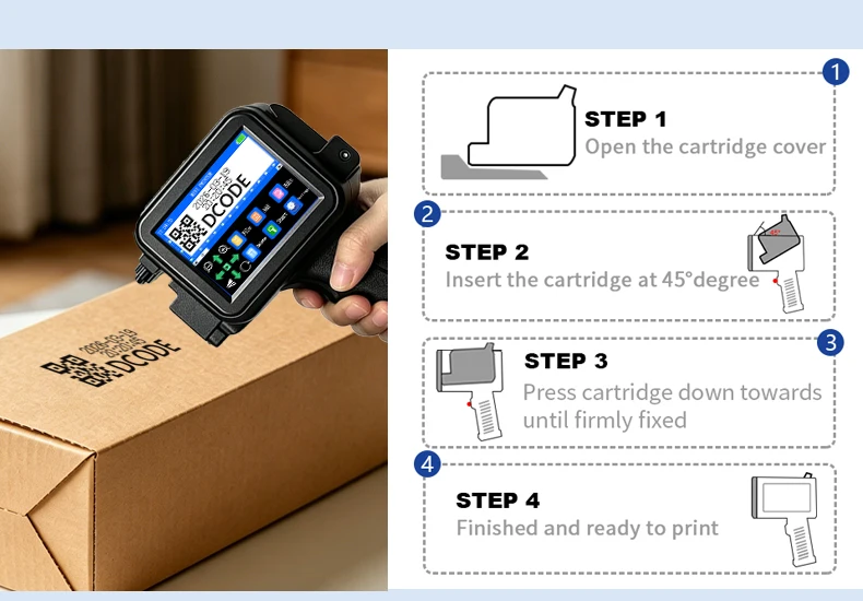 XTMINI 12.7mm Handheld Inkjet Printer Portable Printers Text QR Barcode Batch Nu