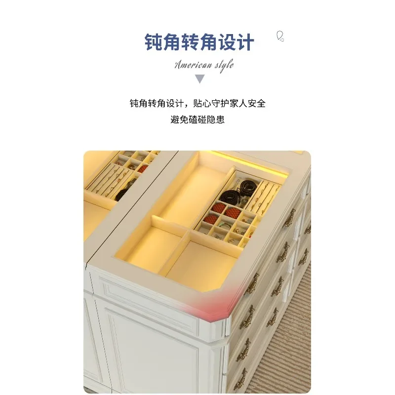 Pure solid wood light luxury American custom retro cream trench coat room Nakajima table chest locker jewelry display cabinet