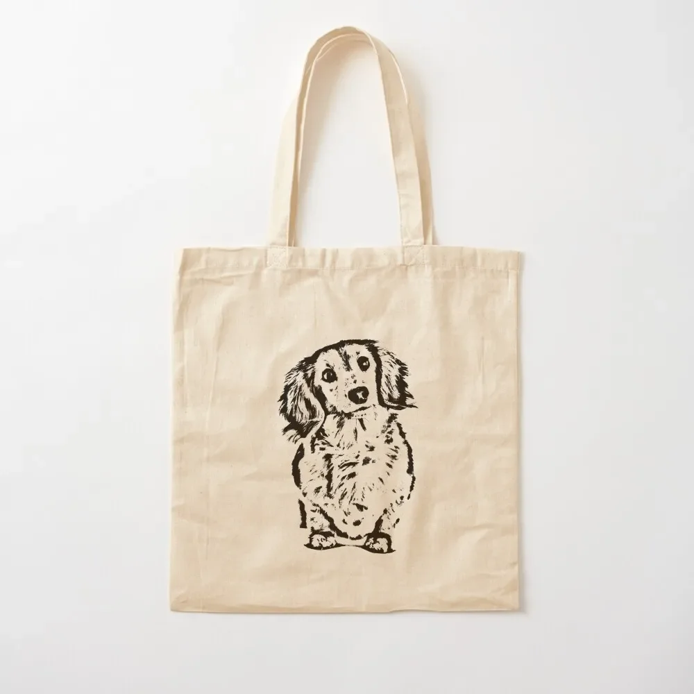 

Long Haired Dachshund Head Tilt Tote Bag reusable shopping bag shopper bag woman