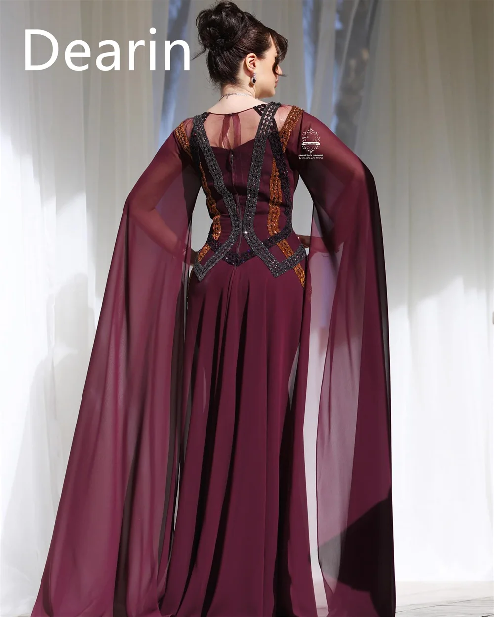 Disesuaikan gaun malam Prom wanita Dearin permata A-line rok panjang Lantai Tulle Bespoke gaun acara gaun Formal