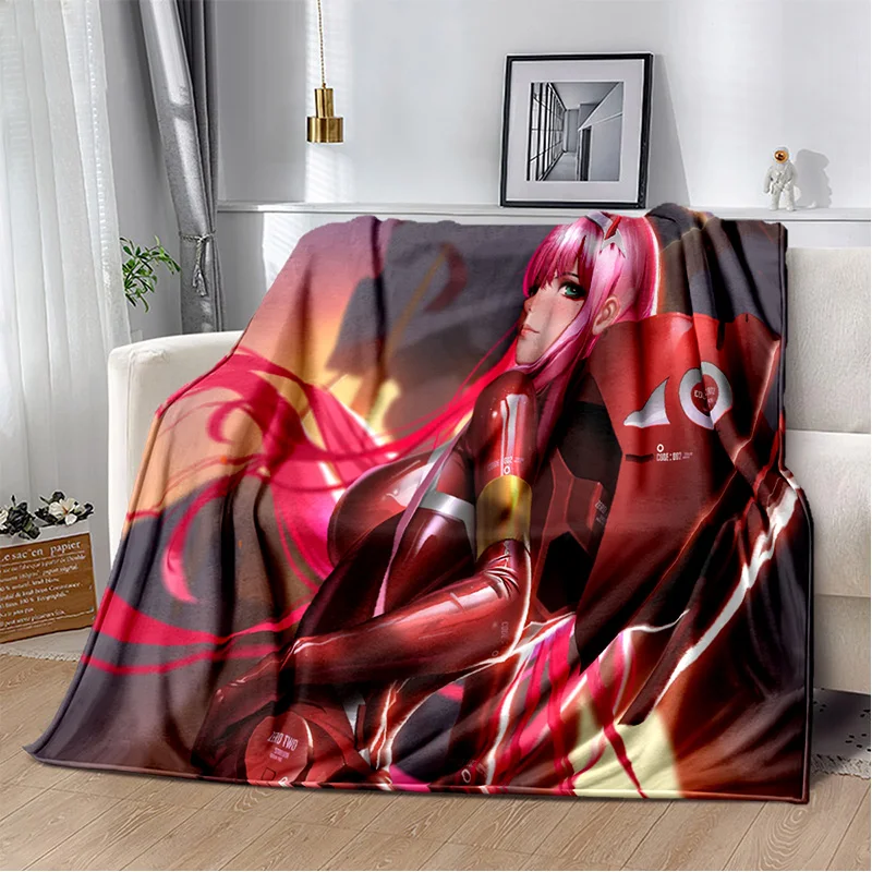 3D Sexy Girl Zero Two DARLING In FRANXX Soft Plush Blanket,Flannel Blanket Throw Blanket for Living Room Bedroom Bed Sofa Picnic