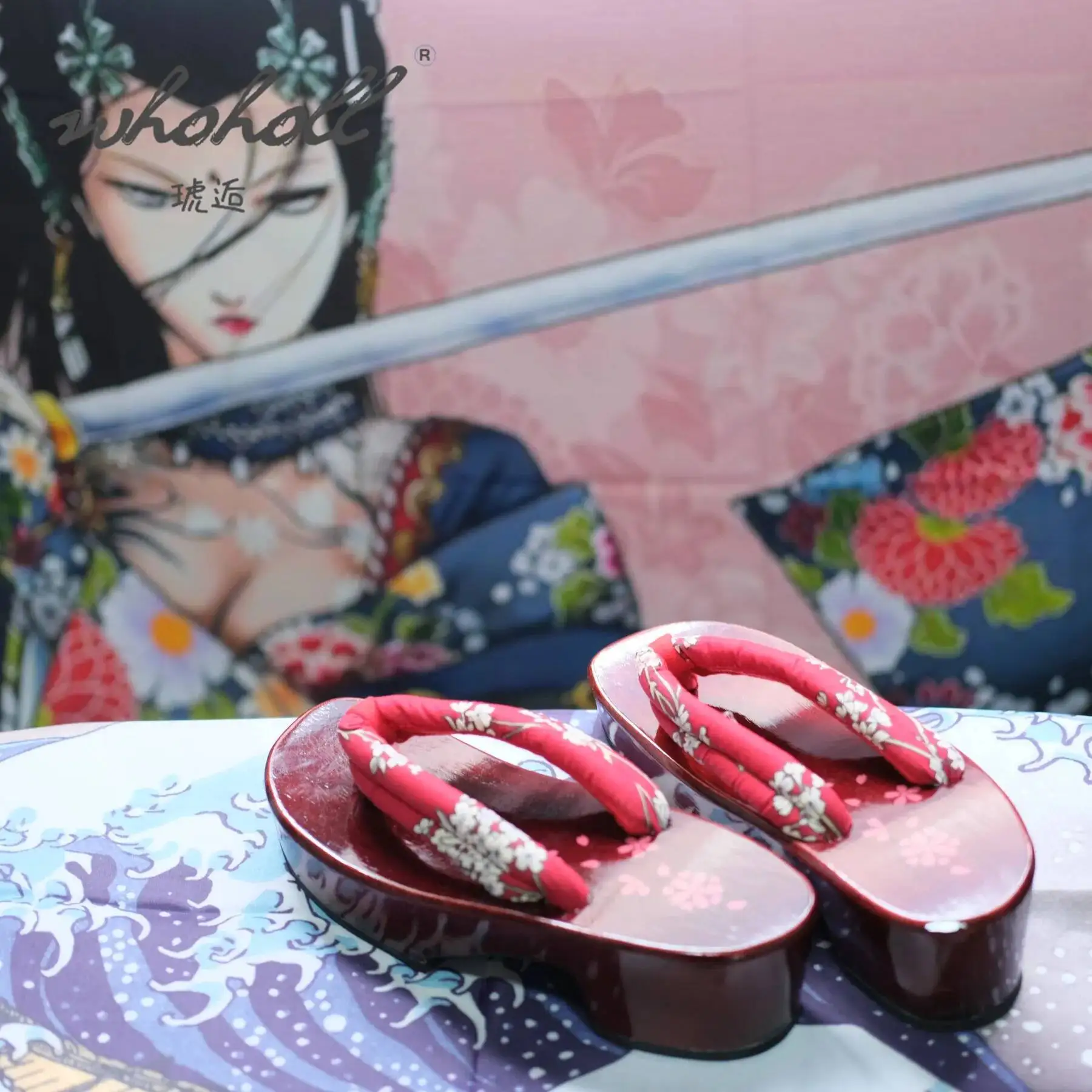 Tamancos japoneses femininos chinelos de madeira geta sandálias anime coplay sapatos flip flops sola grossa chinelos tamancos de madeira sapatos