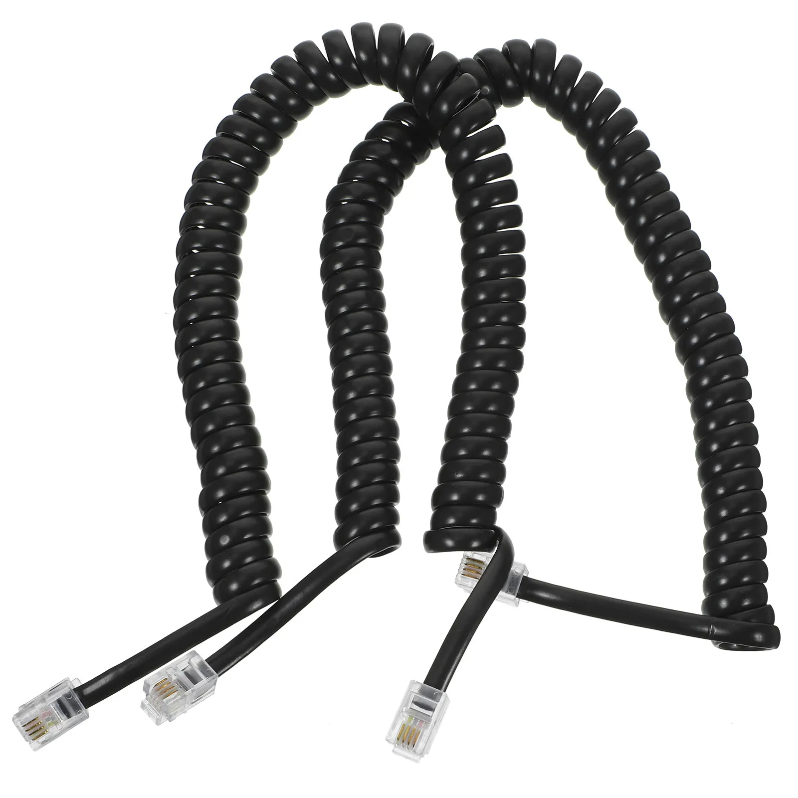 2pcs Telephone Cables Coiled Phone Cords for Landline Stable Signal Durable Spring Wire Moderate Length Phone