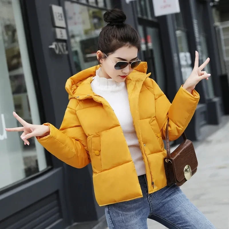 Winter 2024 Puffed Cotton Jacket Women\'s Trendy Korean Style Loose-fit Cropped Student Padded Jacket Warm Women\'s Coat