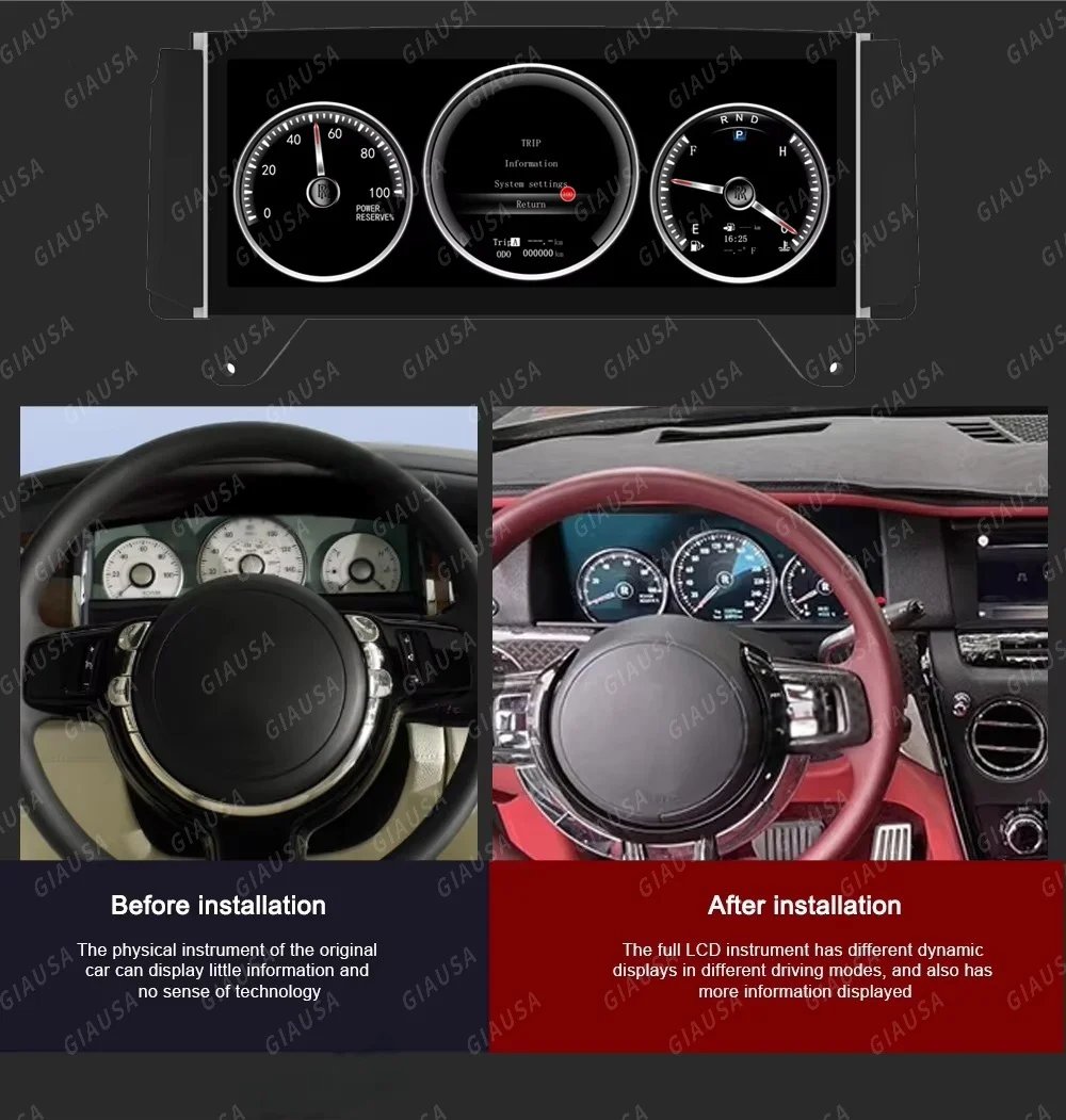 

Car LCD Dashboard Display For Rolls-Royce Phantom 2004 2005-2013 Digital Cluster Instrument Speedometer IPS Virtual Panel