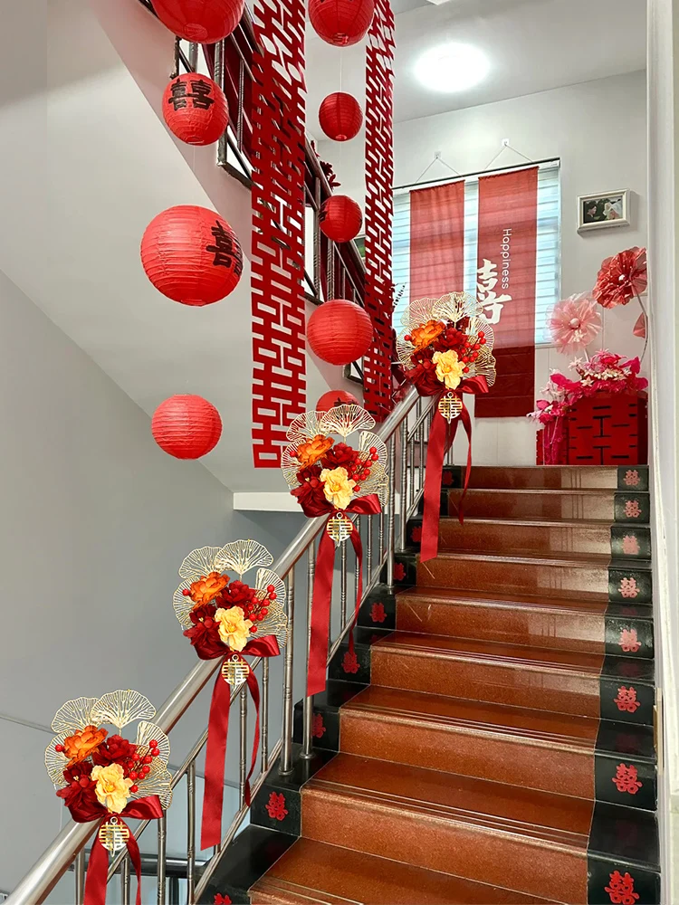 Staircase handrail decoration cloth curtain wedding room decoration set