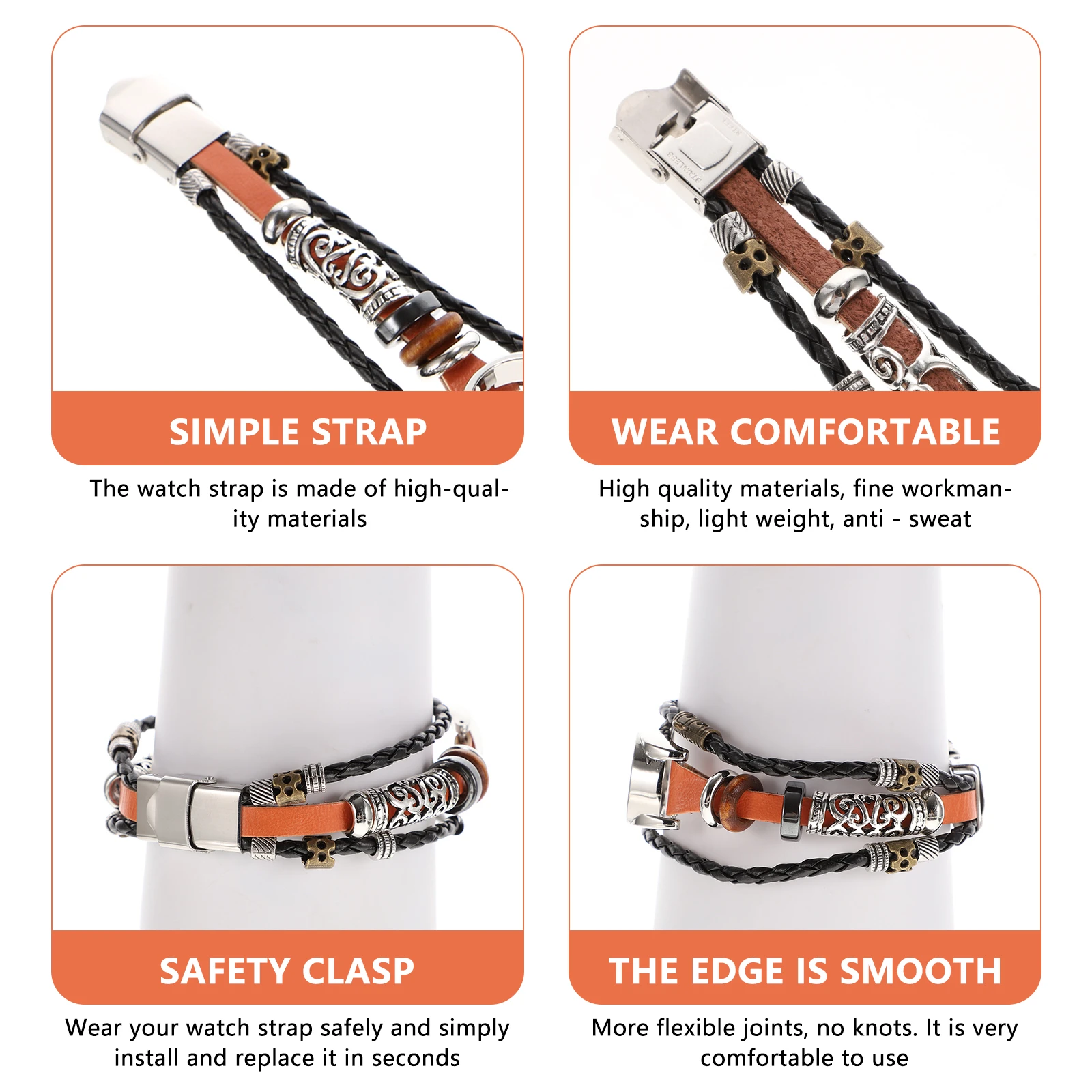 

1Pcs Metal Wrist Band Vintage Smart Band Strap DIY Replacement Retro Beaded Fitness Wrist Belt Metal Wristband