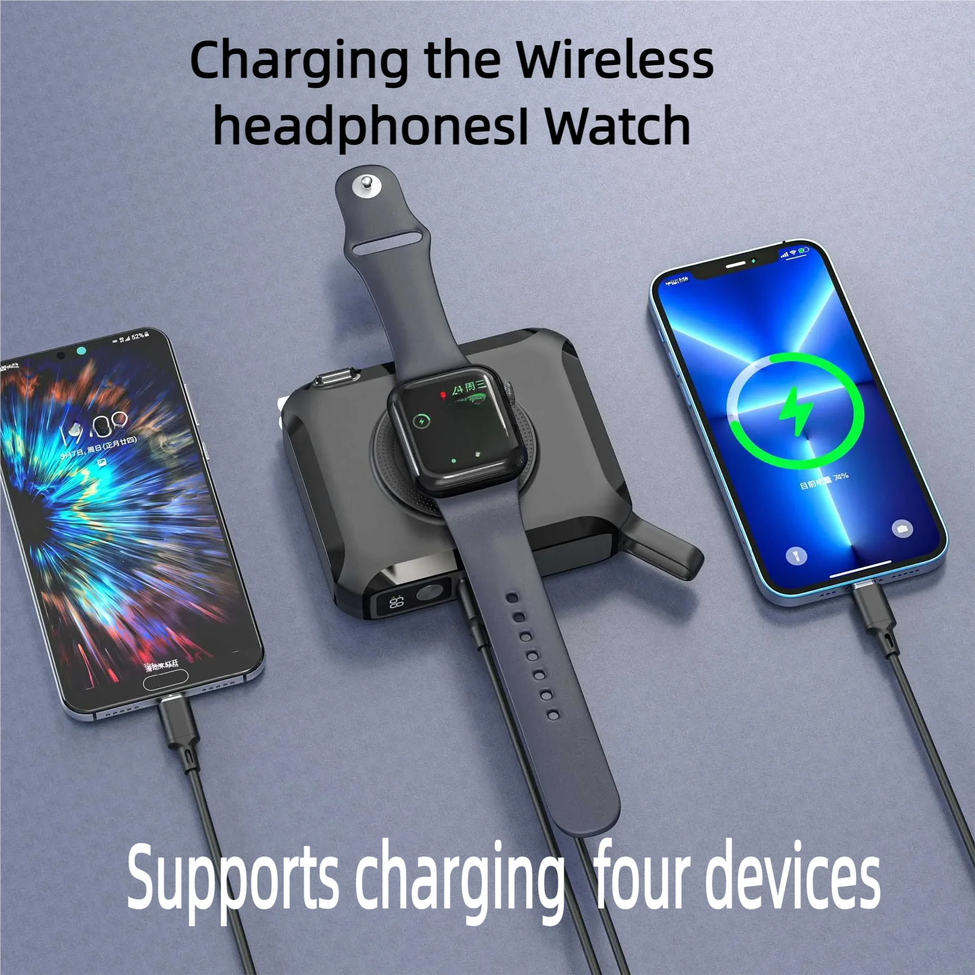2026 New 15000Mah Multifunctional Magnetic Wireless Power Bank 65W Fast Charging AC Wall Plug-in 5-in-1 Mobile Power Supply