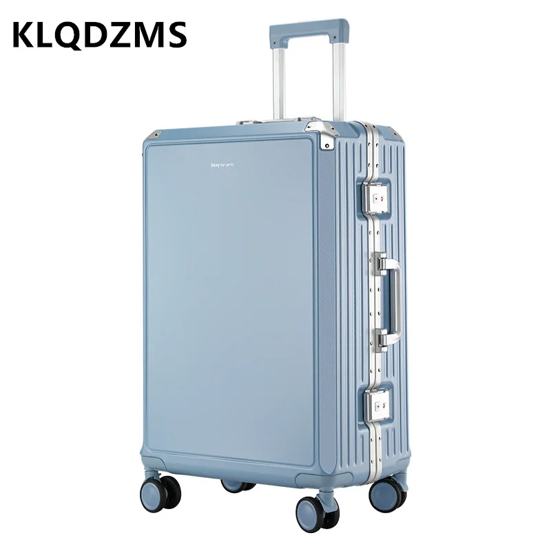 KLQDZMS-maleta de 20 "22" 24 "26 pulgadas, cubierta de carrito con marco de aluminio de alta calidad, caja de embarque, caja de contraseña para hombre, equipaje rodante