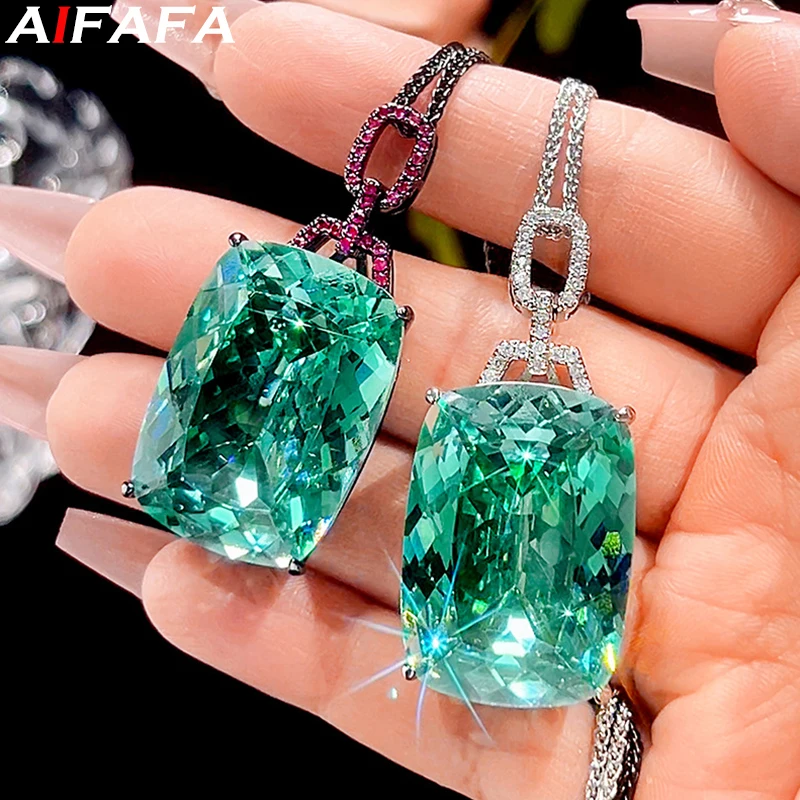 

Sparkling Big Green Pendant Necklace 20*28mm 5A Garde Zircon with 55cm Chain Women Gifts Fashion Jewelry Accessories