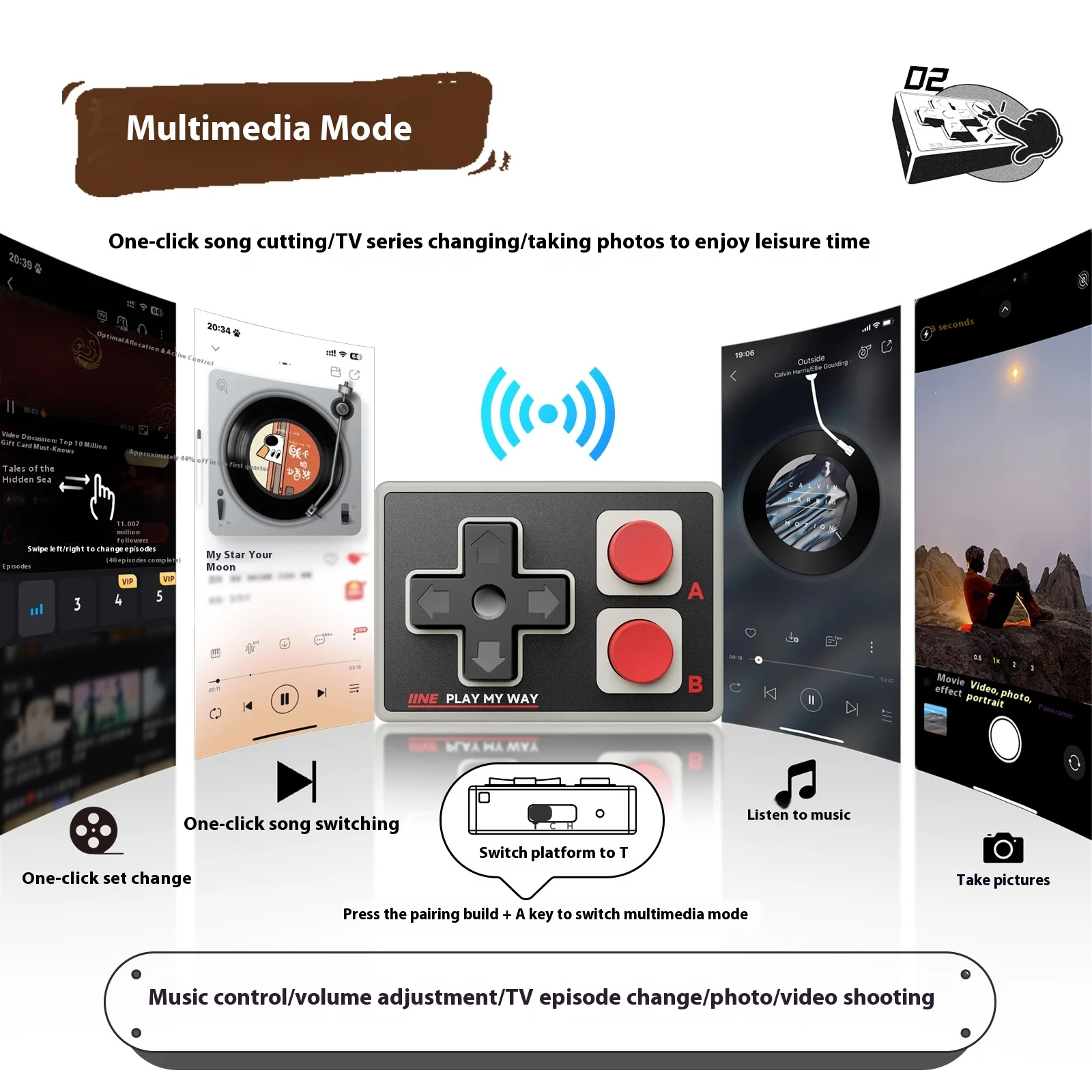 IINE Gamebrick Mini Wireless Controller Bluetooth Multi-Function Gamepad Joystick Remote Control Suitable - Image 4