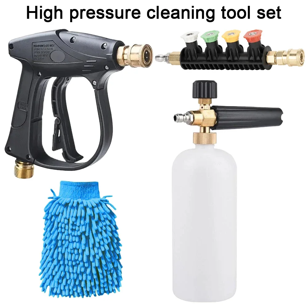 

High Pressure 4000PSI Car Wash Kit, Foam Cannon 1L Bottle + Extension Wand & Chenille Glove for Vehicle Care