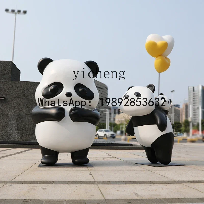 

ZSP26outdoor cartoon panda sculpture fiberglass ornament animal kindergarten shopping mall decoration