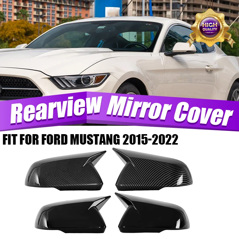 

Rhyming Wing Rearview Mirror Cover Cap Trim Carbon Fiber Glossy Black For Ford Mustang 15-22 Version Without Mirror Indicator