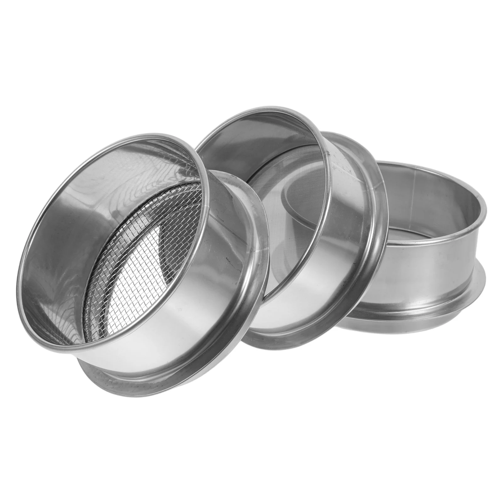 

3pcs Stainless Steel Sieve Sand Sifter Separator Fine Mesh Strainer Soil Plastic Powder Screening
