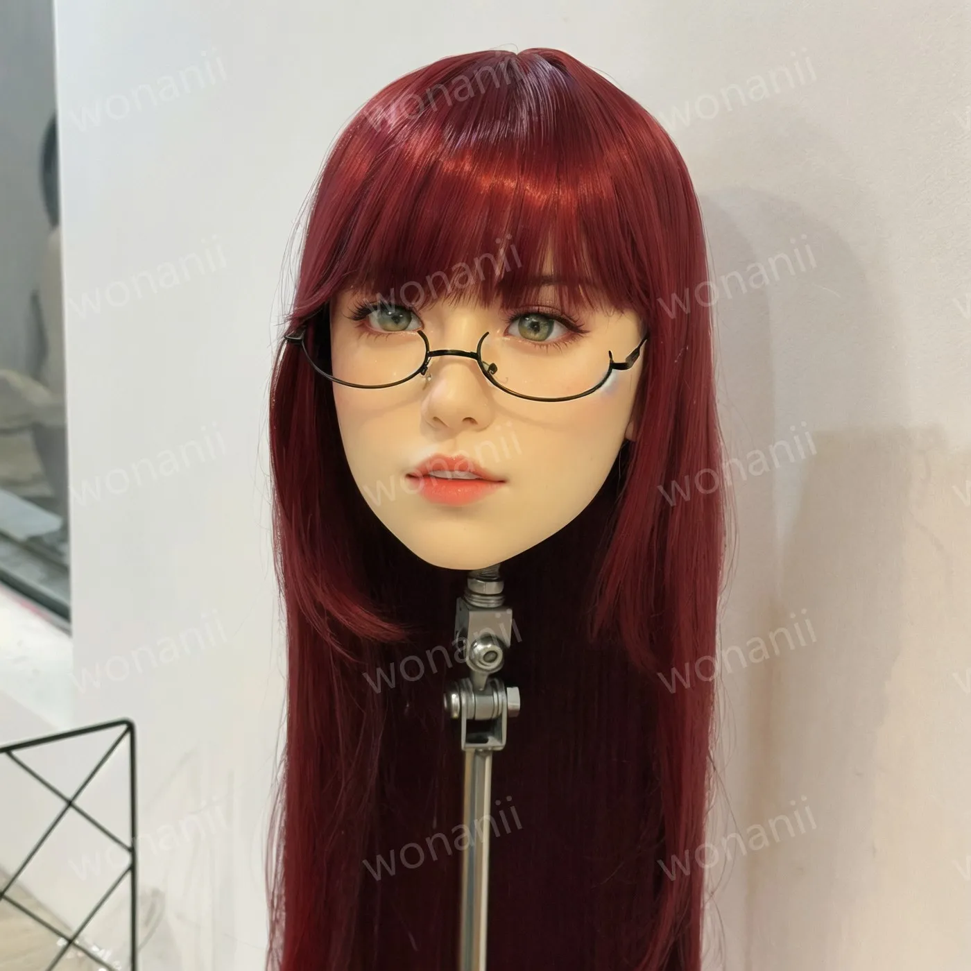 1:1 Nachbildung eines weiblichen Kopfes, aus TPE-Material, burgunderrote Perücke, abnehmbare Perücke, sexy Puppe, für erwachsene Männer, mit weicher Textur