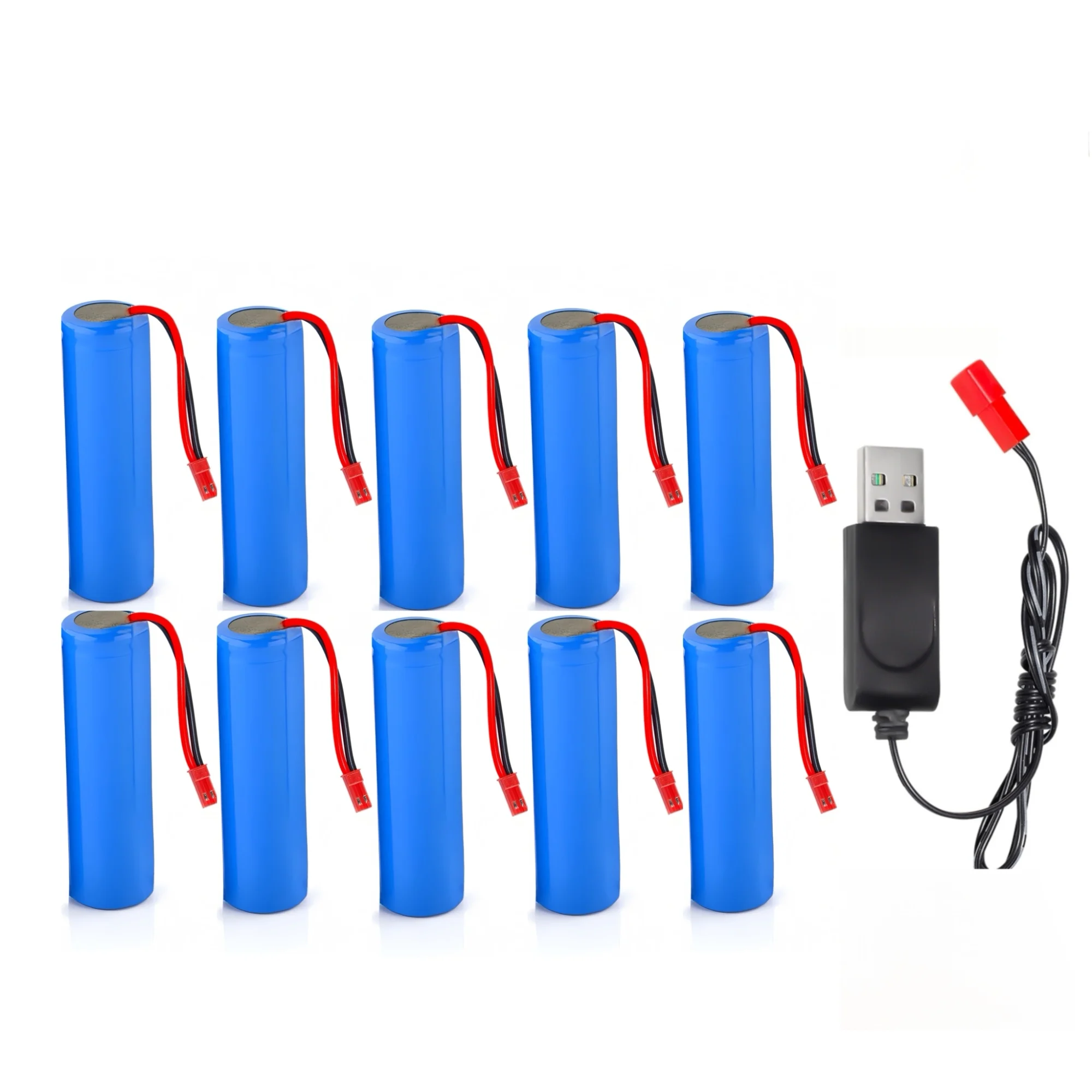 10PCS 18650 Rechargeable Lithium Battery 3.7V 2500mAh with SM/PH2.0/XH2.54/JST Plug for DIY electric skateboard Searchlight Toy