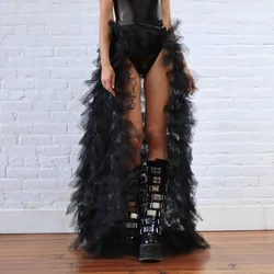 Saia Maxi em Camadas Góticas Femininas, Roupas Exuberantes, Moda Personalizada, Maxi, Festa de Casamento, Roupas Femininas