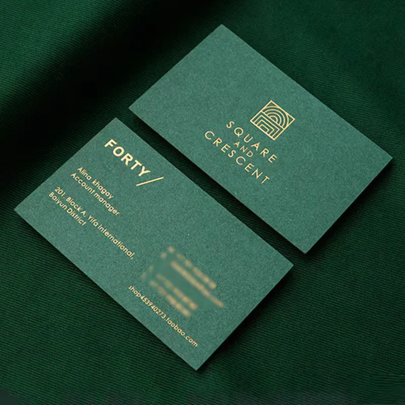 Customized Business Cards Green Cards High-end Business Cards 3D Gold Foil Embossed Logo Special Paper Business Cards