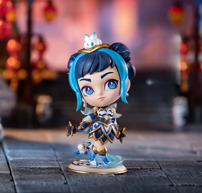 Originele Lol League Van Legendes Lux Blauw En Wit Porselein Q Versie Anime Actiefiguren Verzamelbare Ornamenten Model Speelgoed Cadeau